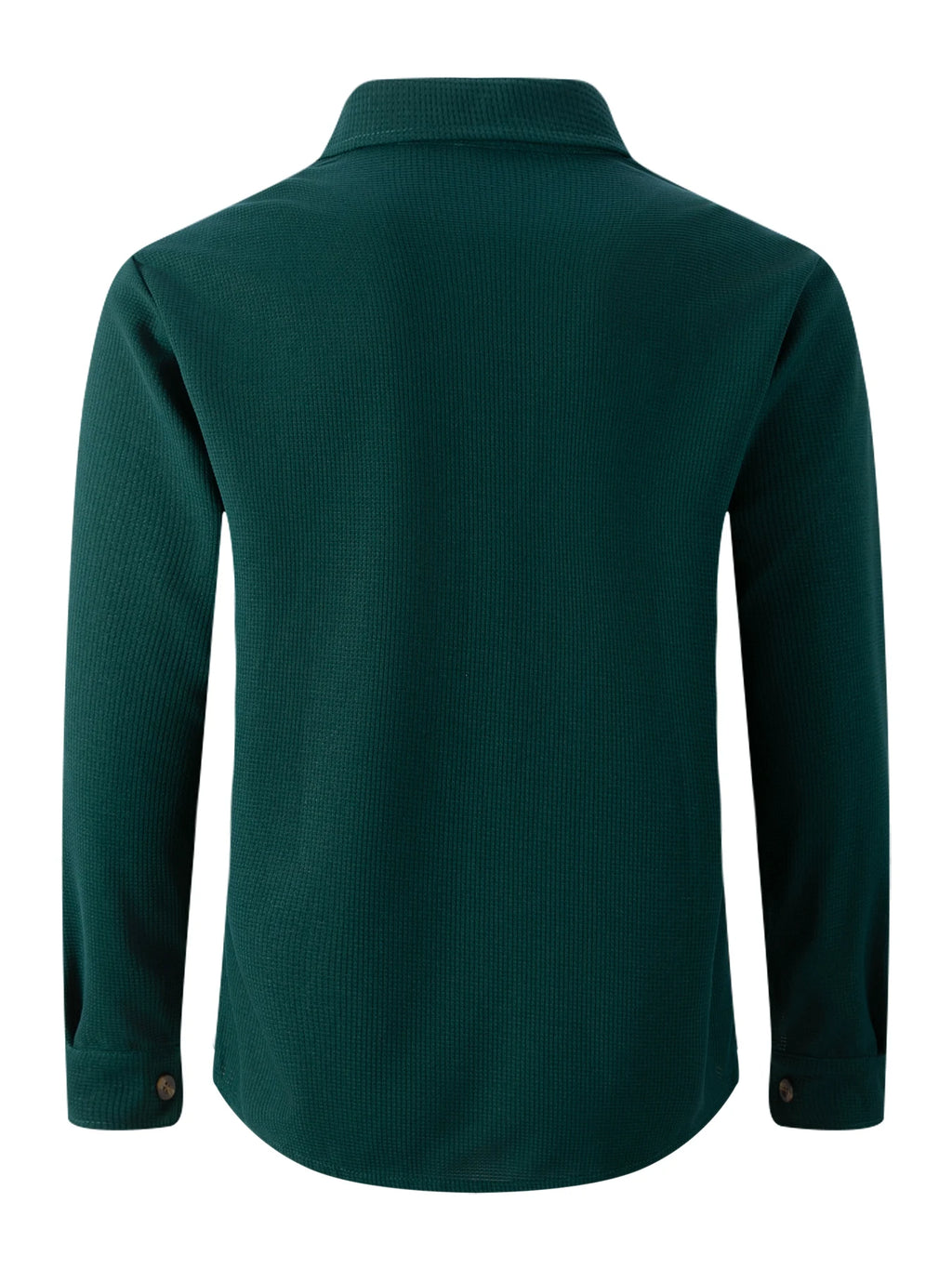 Men's Waffle Knit Button Down Shirt - Casual Long Sleeve Turn Down Collar Chest Pocket Work Shirt