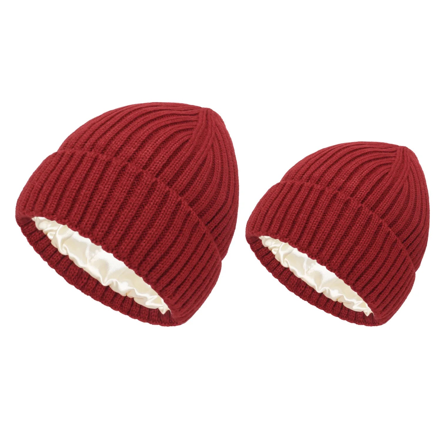 Winter Satin Lined Beanie Hats Women Men Unisex Thick Chunky Cap Striped Warm Soft High Quality casual Knitted Beanie Hat