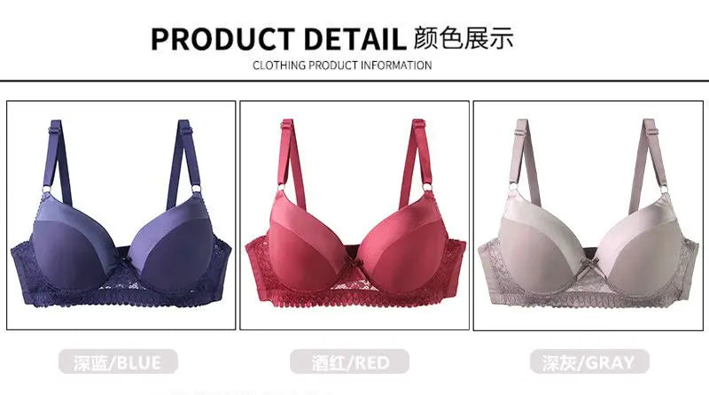 DaiNaFang Push Up Bras For Women Pink Blue Black Gray Beige White Burgundy Underwear Lace Minimize Seamless Lingerie
