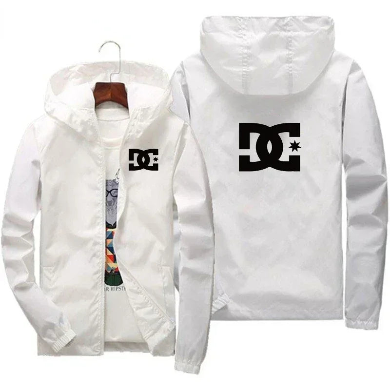 New men's hooded jacket, fashionable for outdoor use, windproof and waterproof, with zipper design, casual sports jacket