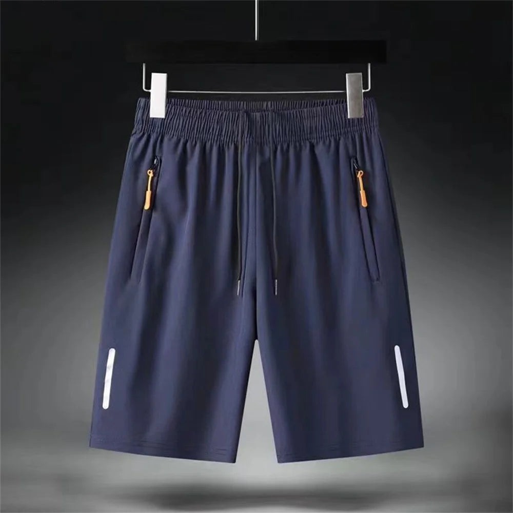 Men's Summer Beach Short Pants Sports Casual Shorts Ultra-thin Ice Silk Quick Dry Male Zipper Loose Gym Sweatpant Jogging Shorts