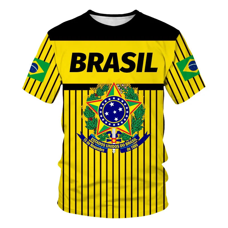 Brasil Totem Graphic T Shirt for Men 3D Printed Football Sports T-shirt Fashion Boys Streetwear Summer Quick Drying Short Sleeve