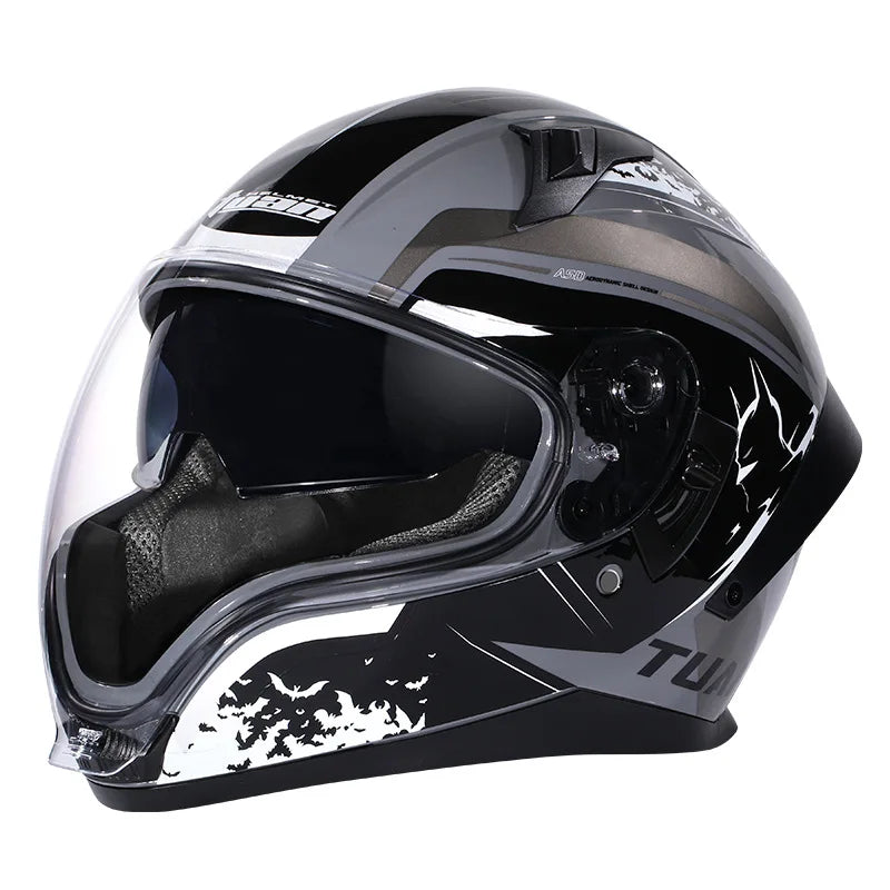 2026 New Motorcycle Helmet Standard DOT Double Mirror Drinkable Water Ghost Face Helmet Cycling Locomotive Full Helmet