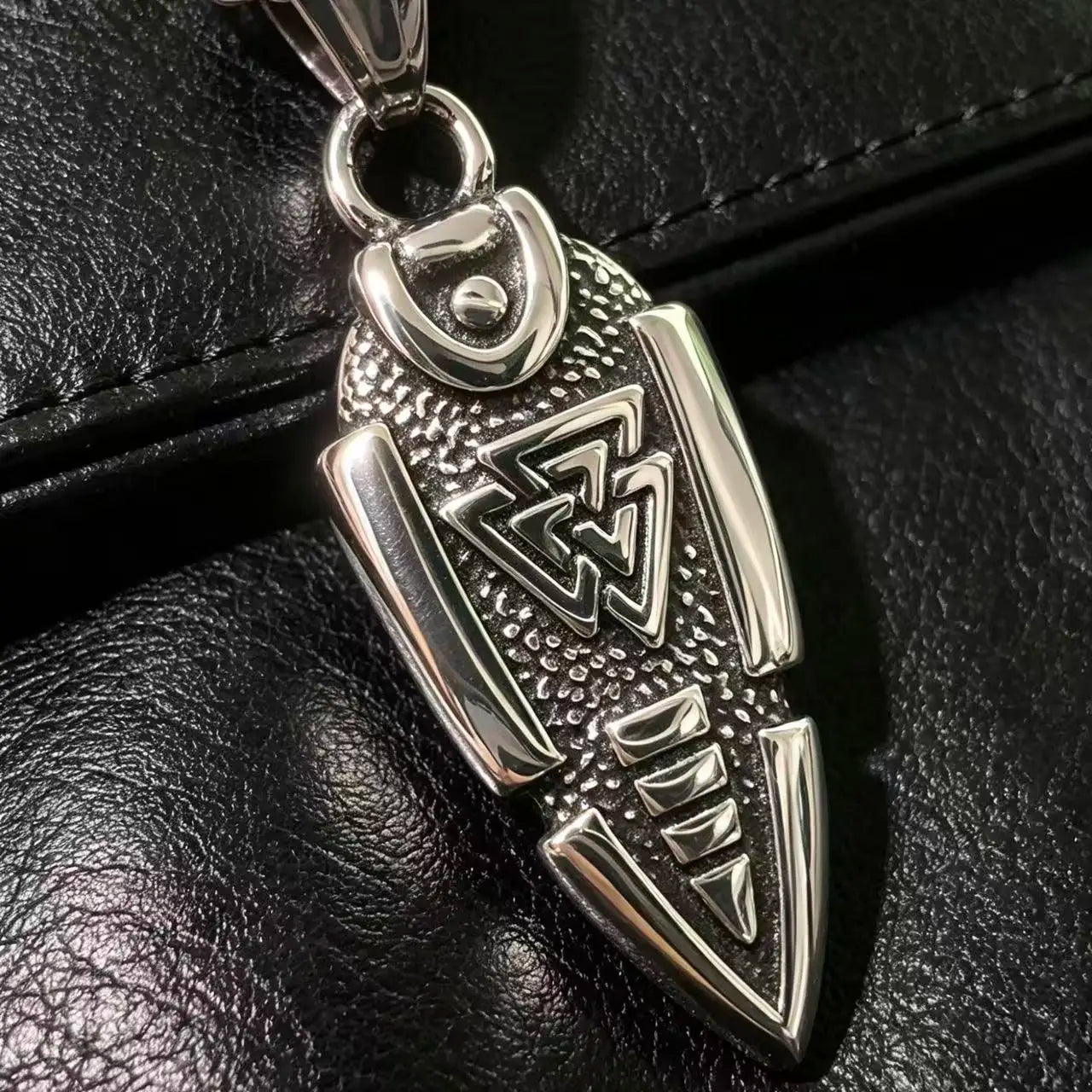 HNSP 316L Stainless Steel Viking Runes Norse Odin Spear Pendant Chain Necklace For Men Jewelry Accessory Gift