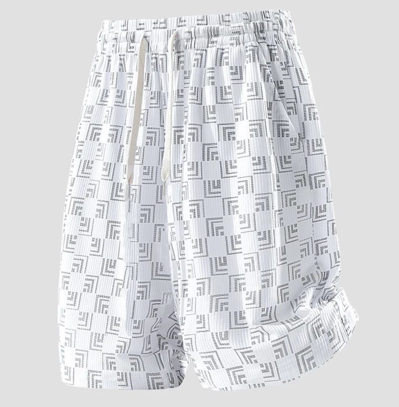 Men's Printed Cargo Shorts Summer Ice Silk Casual Loose Plus-Size 7XL 8XL Shorts Outdoor Gym Running Sports Five-Point Shorts