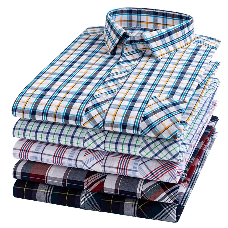 New Cotton Plaid Casual Shirts For Men Long Sleeve Fashion Print Checked Regular Fit Mens Plaid Shirts Dress Daily Clothing Soft