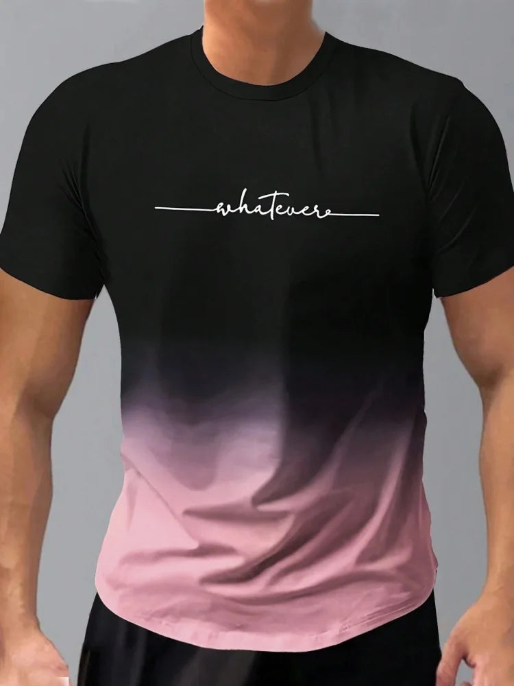 Men's Short Sleeve Summer Outdoor Breathable Round Neck T-shirt Short Sleeve Classic Stripe Pattern Large Size Loose Men's short