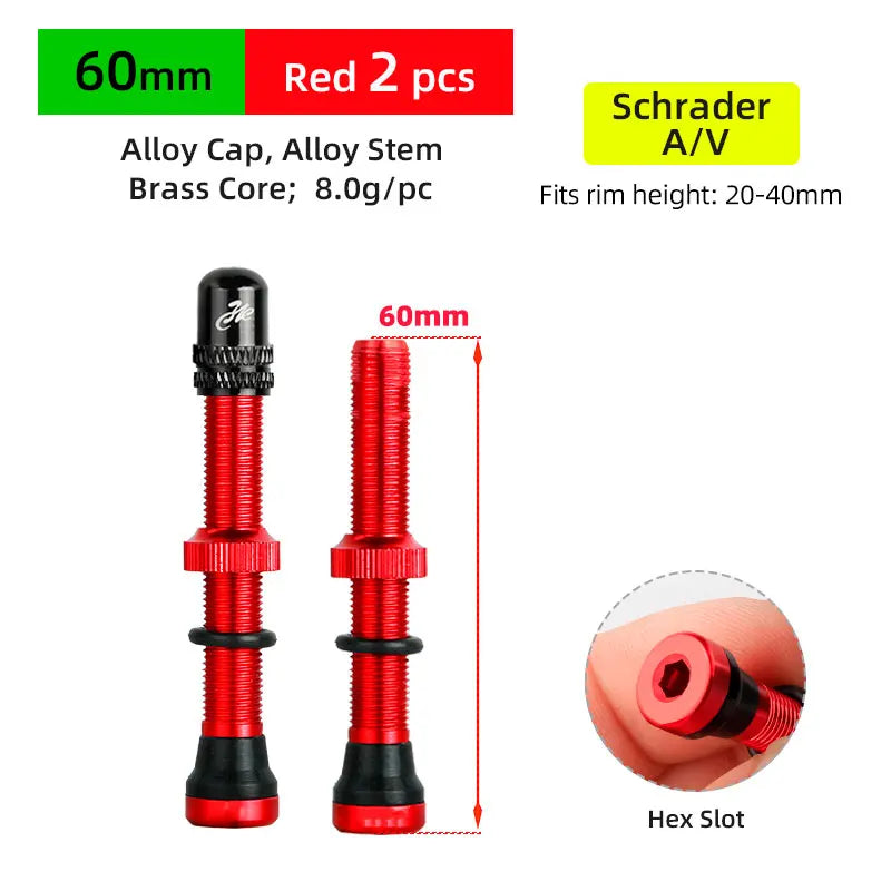 Deemount 2PCS Schrader A/V Valves 40/60mm CNC Machined Anodized for MTB Road Bike Tubeless Rims