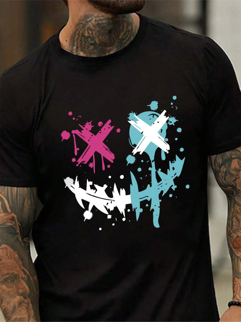 Funny 3D Demon Smile Pattern Men's T Shirt Hip Hop Trend Harajuku Streetwear Casual O-neck Short Sleeve Tops Summer Loose Tees