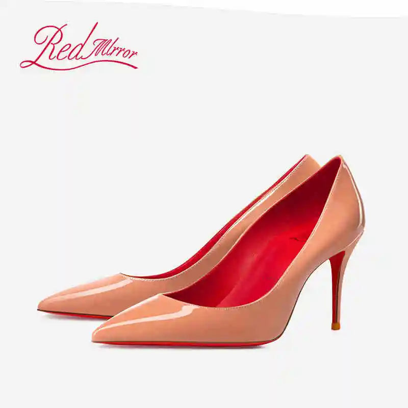 Women heels Naked color Women's elegant high heel Luxury Black shoes woman 2025 Red Shiny Bottoms Pointed Toe party Ladies Women