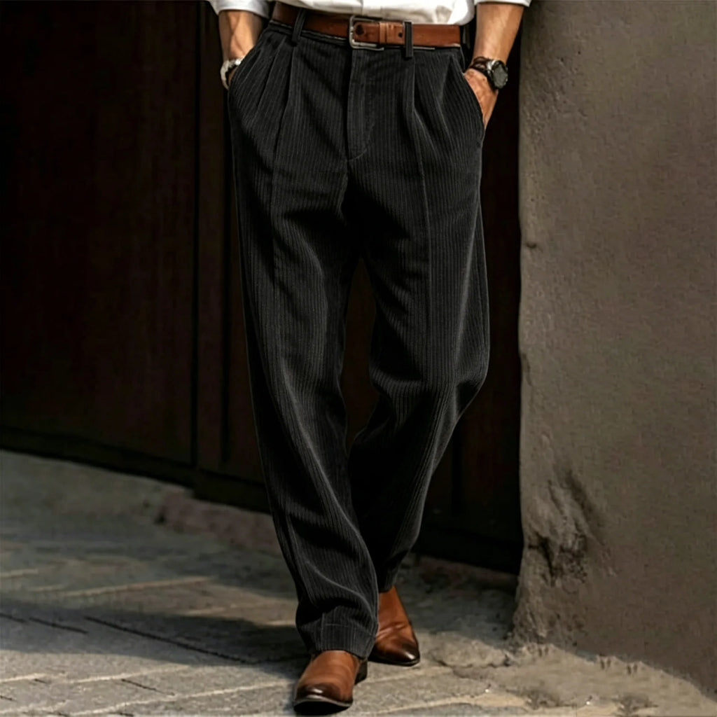 Spring and Autumn Men's Corduroy Pants - New Streetwear Style - Stretch-Fit Casual Striped Trousers - Fashionable Business Pants