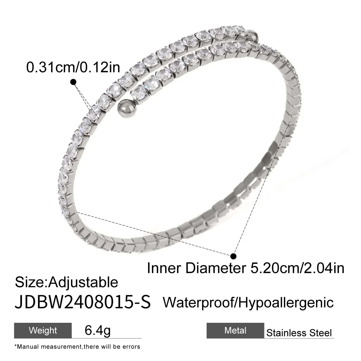 Stainless Steel Full Zirconia Bracelet, 18K Gold Plated Titanium Steel Bangle, Sparkling Luxury Fashion Jewelry for Women