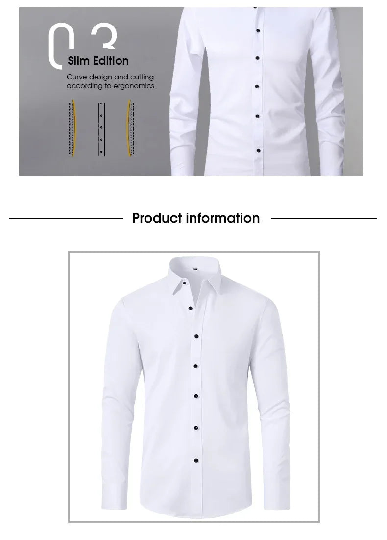 Four sided elastic shirt for men's shirt, multi-color non ironing, wrinkle resistant, simple business dress, casual shirt