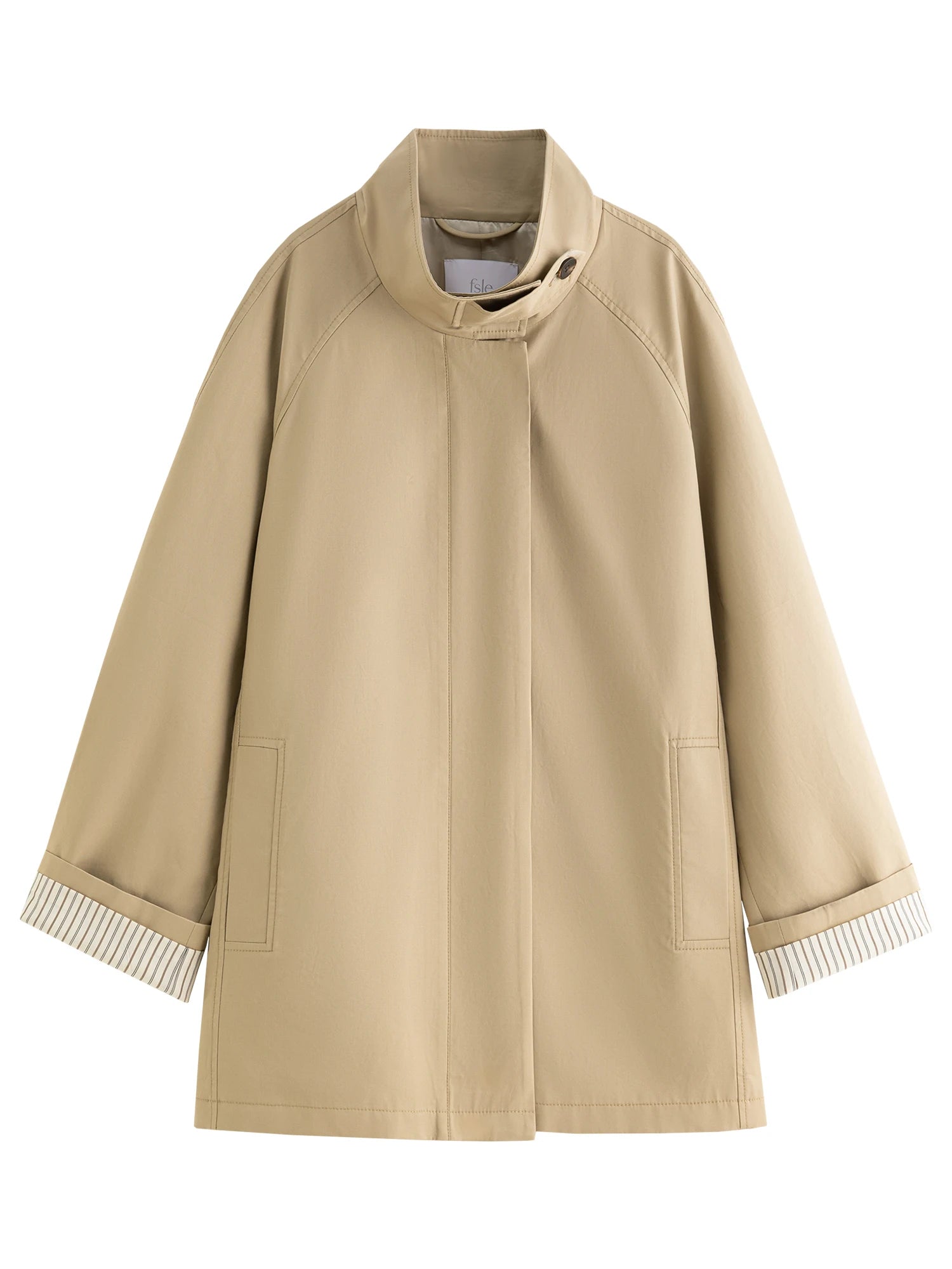 FSLE British Style Design Stand Collar Windbreaker Trench Jacket for Women 2025 Autumn New Arrival Casual Chic Coats for Women