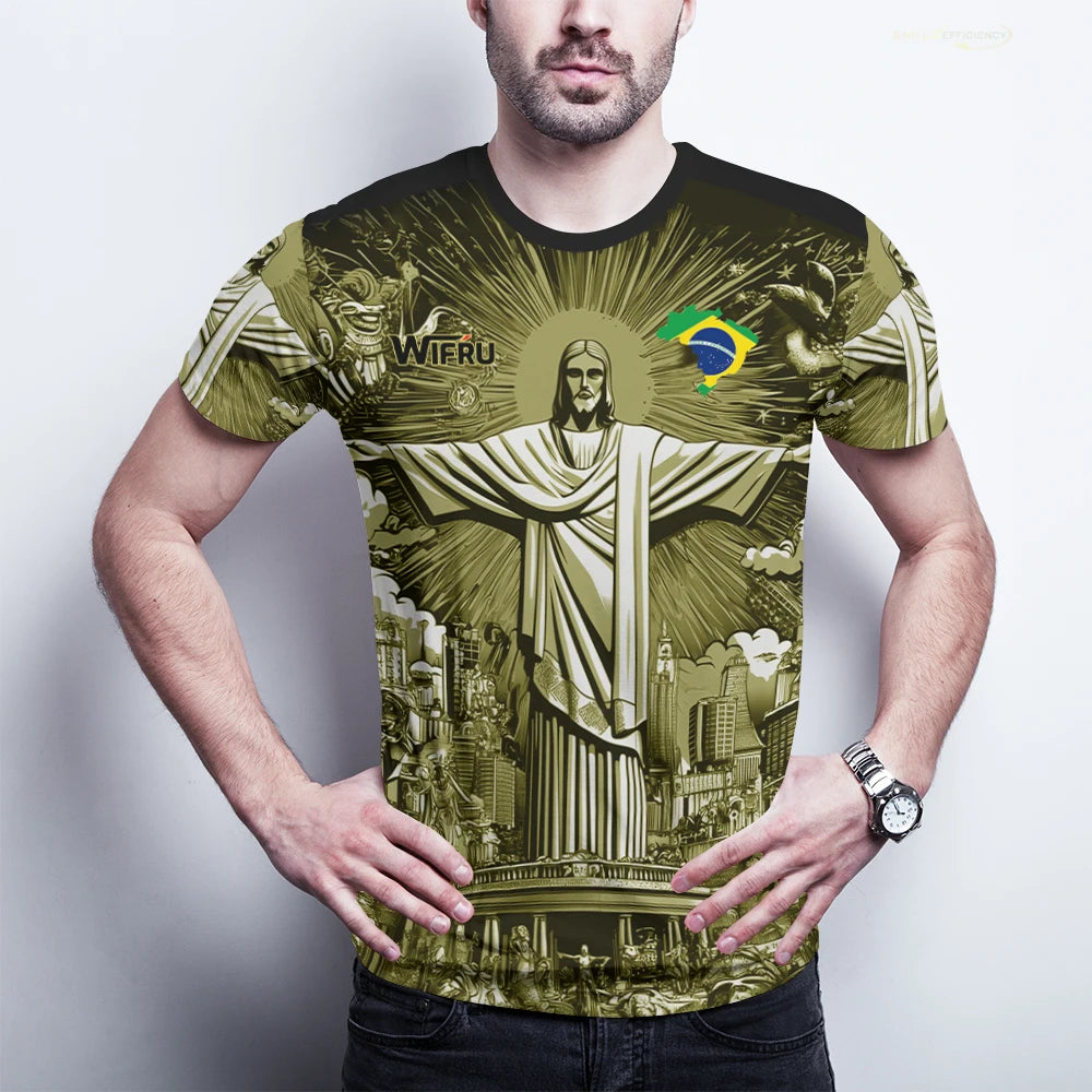 Summer New Brazil Jesus Soccer Jerseys Wifru Outdoor Football Training Breathable Uniforms Men's Quick-drying Tshirts Kid's Tops