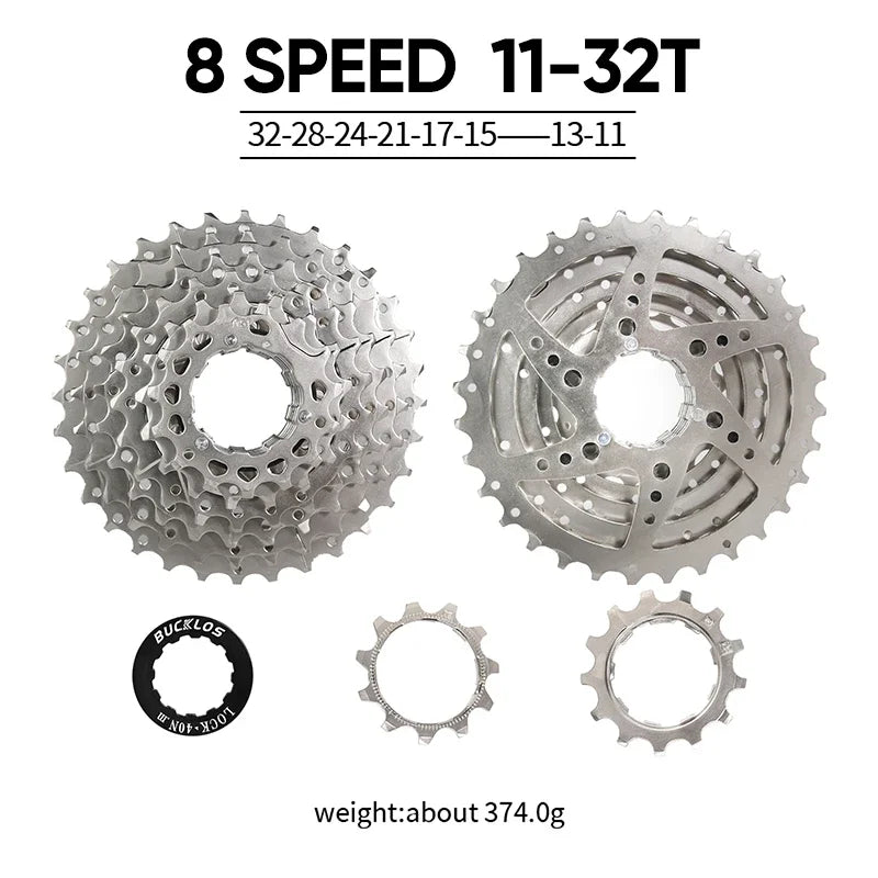 BUCKLOS Bike Cassette 8/9 Speed Bicycle Freewheel 11-25T/28T/32T/34T/36T/40T Road Mountain Bike Cassette for HG Hub Bicycle Part