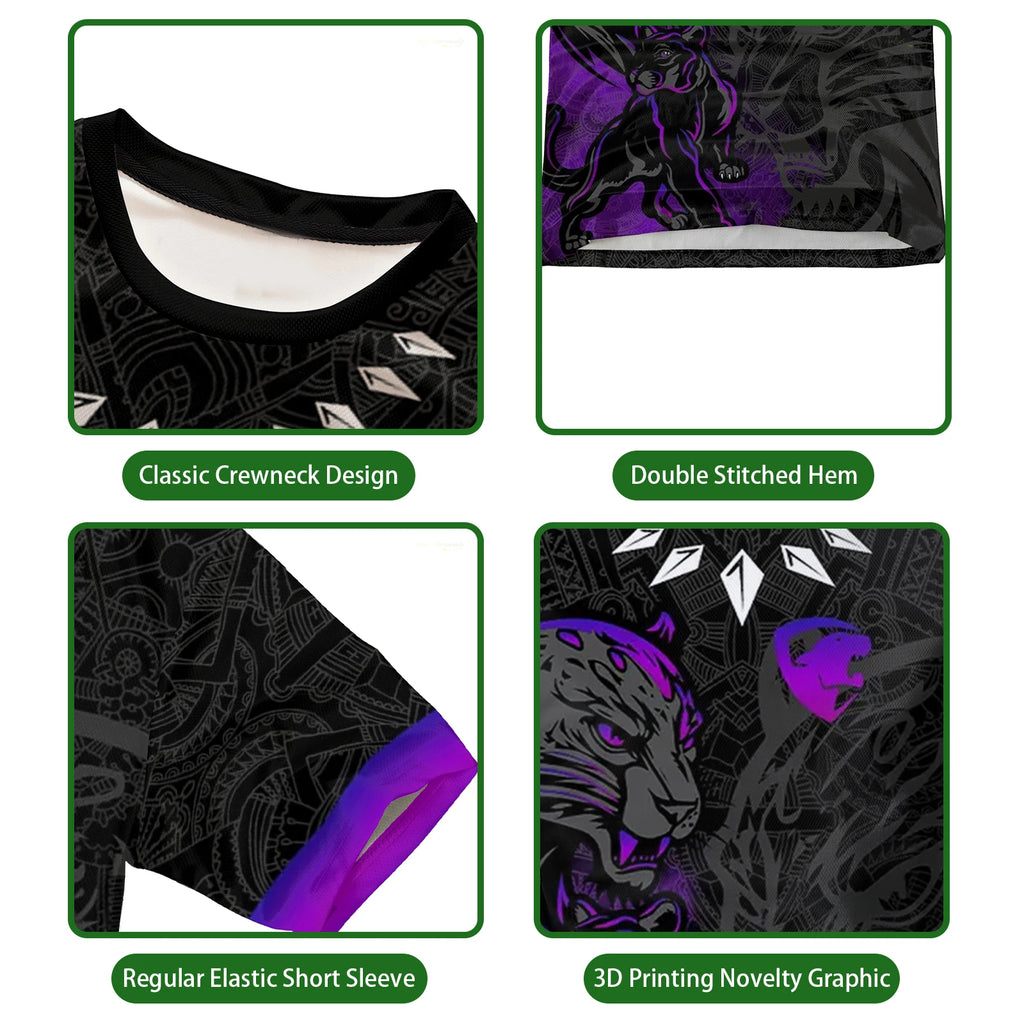New Summer Men's T-shirt Sports Top Printed Black Panther Training Jersey Quick-drying Breathable And Comfortable Football Shirt