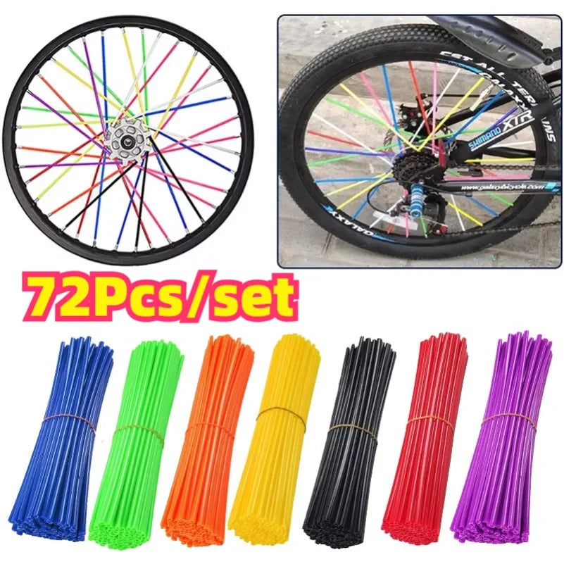 72Pcs Bicycle Off-road Motorcycle Steel Wheel Hub Universal Color Spoke Sleeve Mountain Bike Casing Spoke Retrofit Decoration