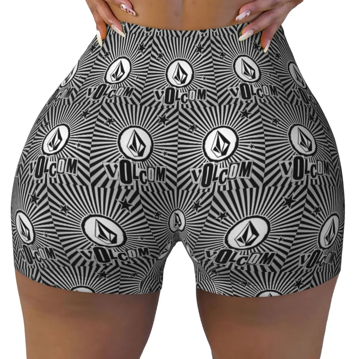 Custom V-Volcom Logo Women Gym Workout Running Shorts Athletic Volleyball Biker Yoga Shorts