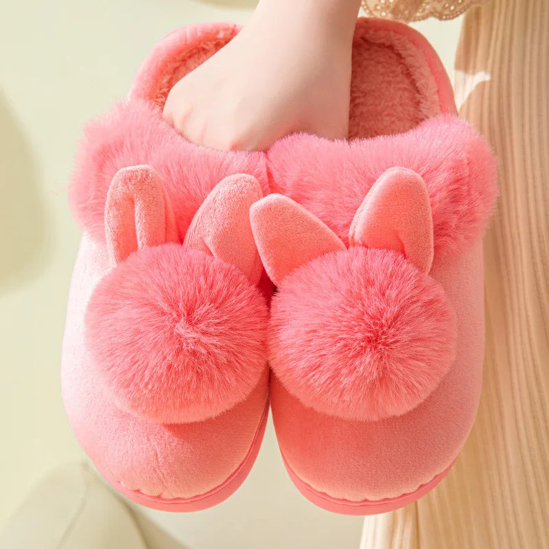 Evshine Winter Plush House Slippers For Women Cute Cartoon Indoor Fuzzy Slides Fur Lined Cotton Shoes Cozy Bedroom Furry Slipper