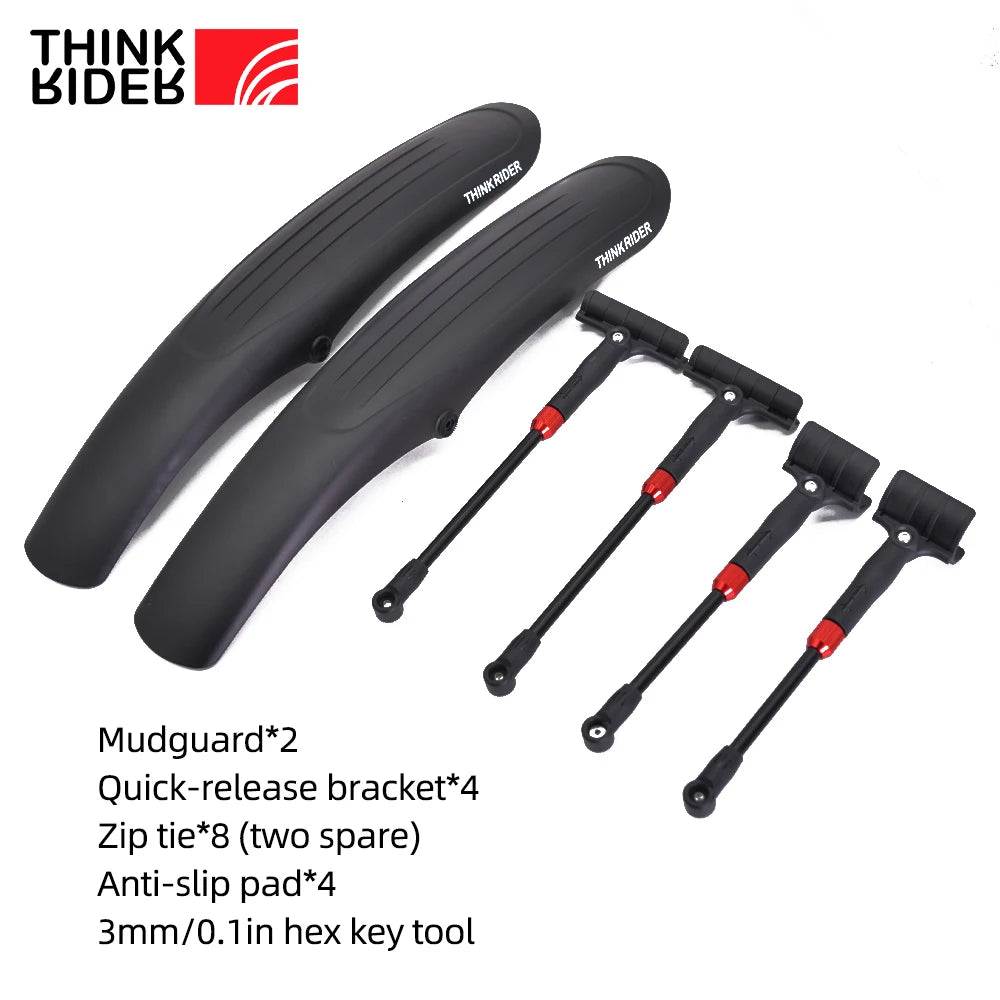 ThinkRider 26-29 Inch Mountain Bike Mudguard Widen Quick Release Durable lnnovative Installation Fender Bicycle Accessaries