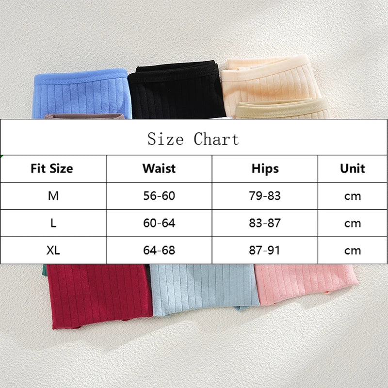 4PCS/SET Women's Cotton Panties Sexy Soft Striped Underpants Solid Color Briefs Female Comfortable Stretch Lingerie M-XL
