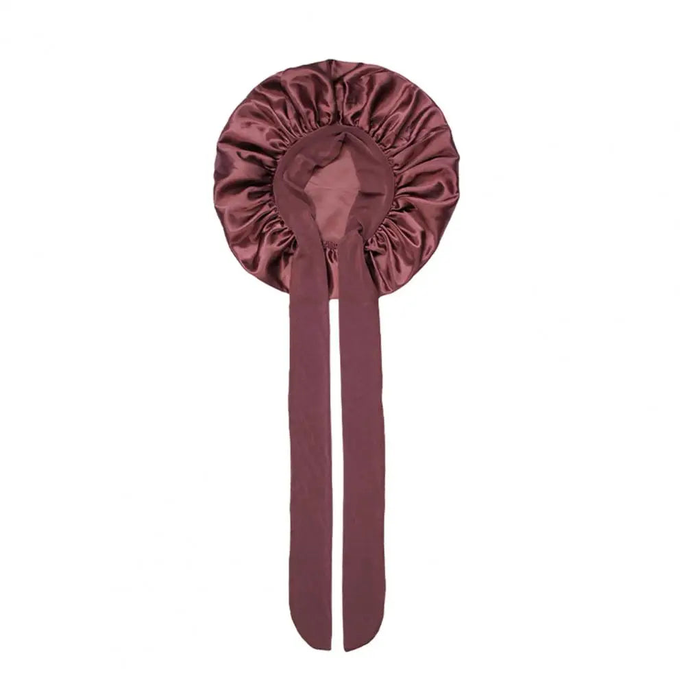 Women Sleeping Hair Bonnet with Tie Band Night Sleep Cap Adjustable Silk Satin Bonnet Wrap for Braids Long Curly Hair