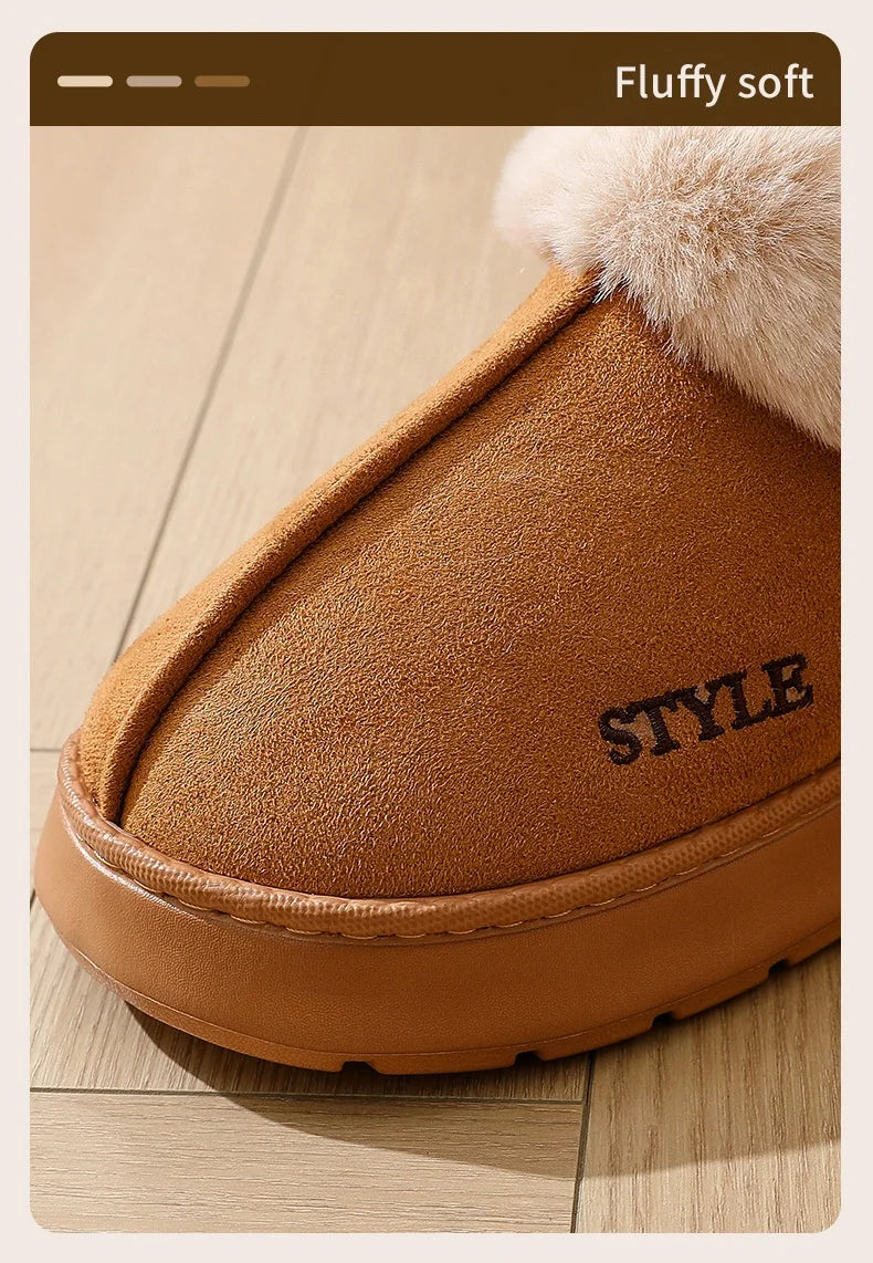New Platform Snow Boots for Women's Home Thick Warm Wool Shoes Women's Outdoor Anti-Slip Fur Velvet Ankle Short Boots Shoes