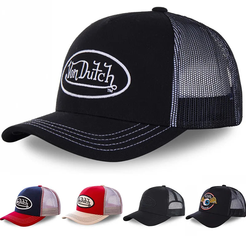 Fashion VON Baseball Cap DUTCH Mesh Embroidery Truck Driver's Hat