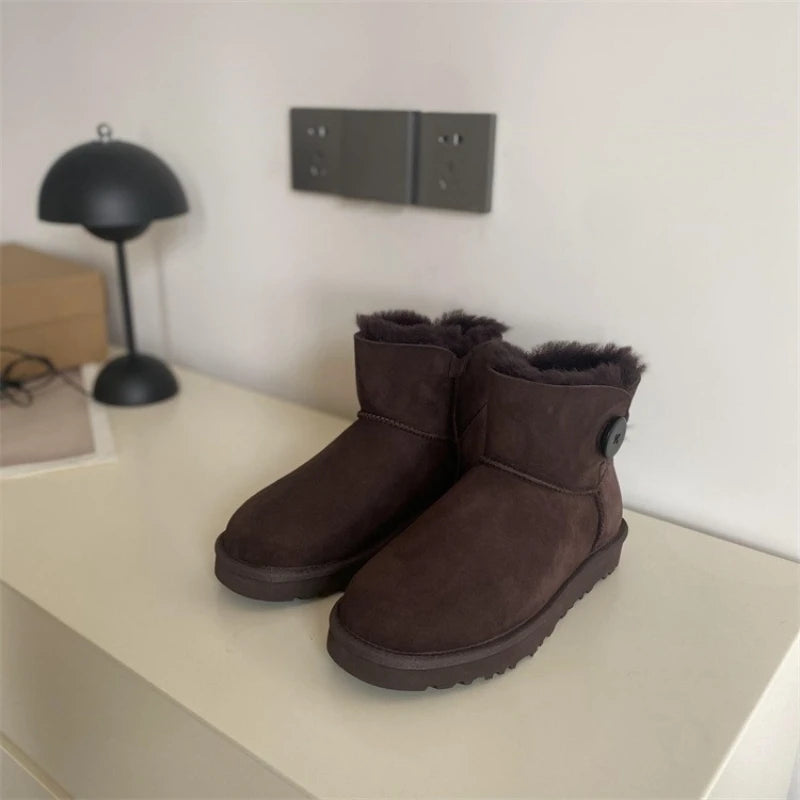 2026 New Design Winter Boots Women Super Mini Real Sheepskin Wool Comfort Warm Natural Fur Shoe Man Classic Snow Boot Size 35-44