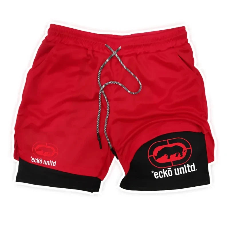 Men Running Shorts 2 in 1 Double-deck Sport Shorts Sportswear Gym Fitness Short Pants Training Jogging Bottom Men's Clothing
