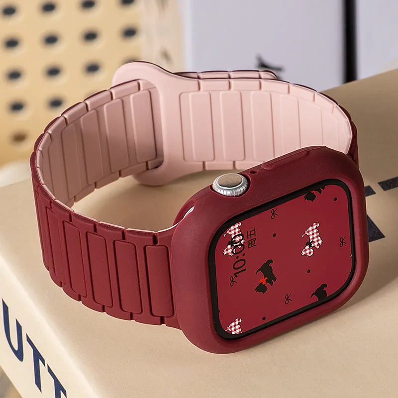 Silicone Case+Strap bracelet correa cover For Apple Watch 10 46mm 49 44mm 40 45mm 41 42mm for iWatch series 9 8 7 6 5 4 Ultra 2