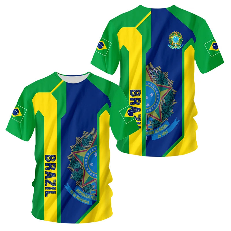 Brasil Totem Graphic T Shirt for Men 3D Printed Football Sports T-shirt Fashion Boys Streetwear Summer Quick Drying Short Sleeve