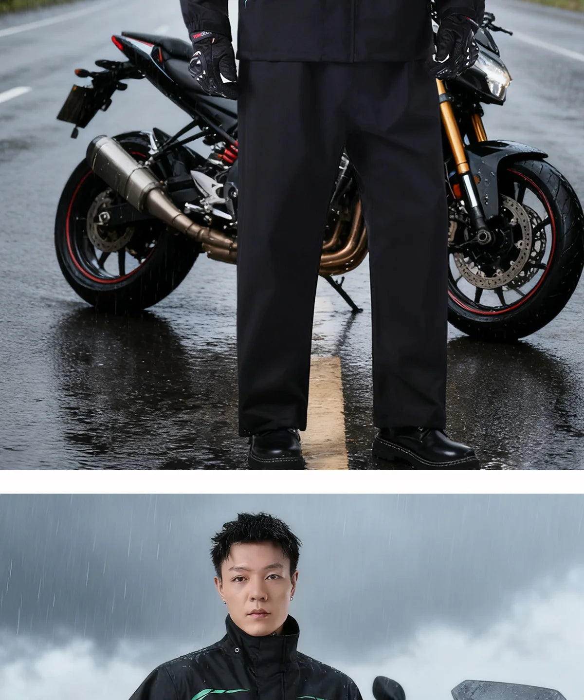 1 set Men's Motorcycle Riding Suit Raincoat Set Full Body Waterproof Outdoor Wear Adult Separate Delivery Rider Special Use