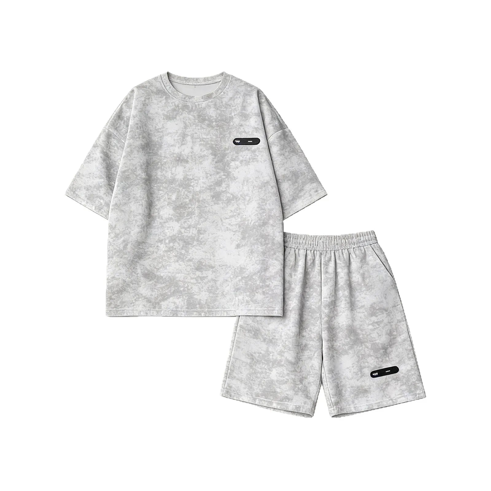 Asian Size M-8XlTie Dye Ice Silk Two-piece Set Men Polyester Short Sleeve Shorts Suit Slim Fit High Quality Basic Outfits Summe