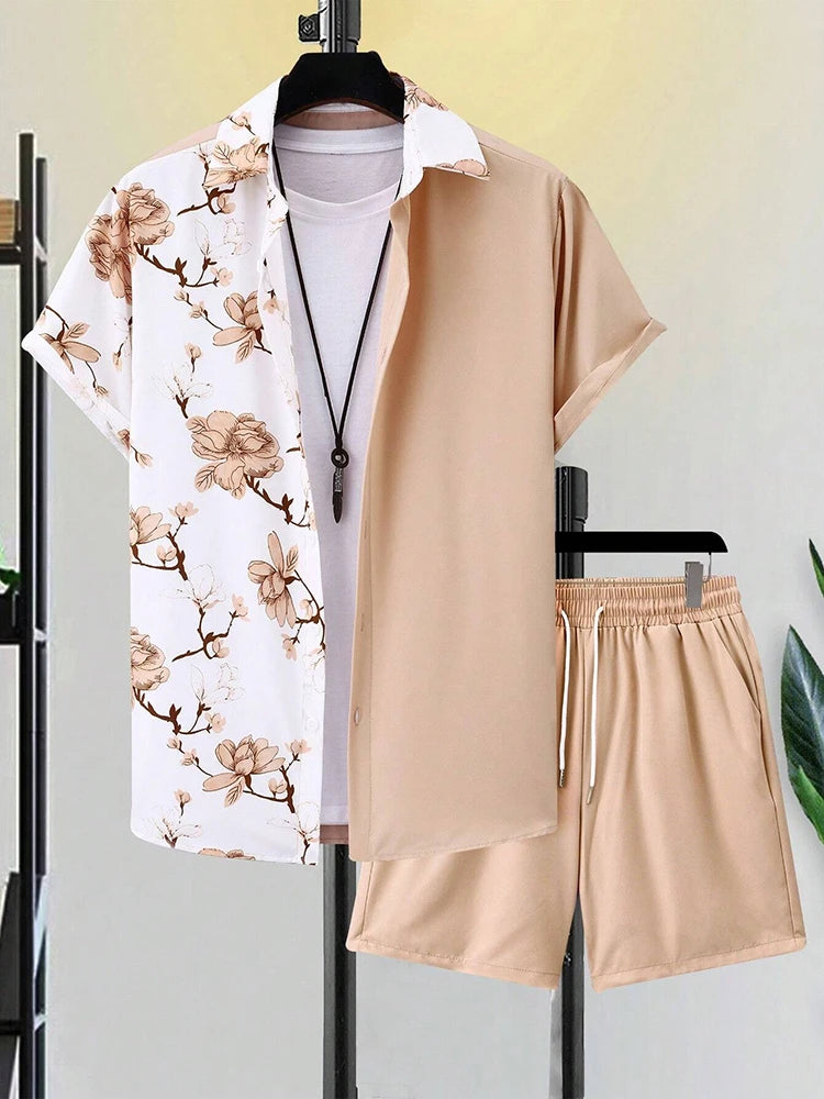 Hawaiian Men's Short Sleeve Shirt And Beach Shorts Set Beach Party Men's Shorts Summer Vacation Fashion Men's Casual Shirt