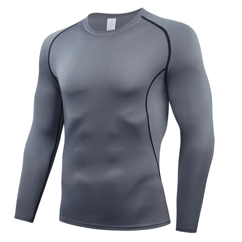 Autumn Winter Compression Shirt Long Sleeve Casual Slim T Shirts For Men Quick Dry Football Tops Gym Sport T Shirt Man Clothing