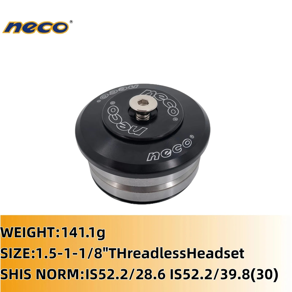 Neco Bike Headset Bicycle Integrated Threadless Headset 1.5" To 1-1/8" Reduced Fork Tube 52/28.6/30/39.8mm for MTB XCM DH Road