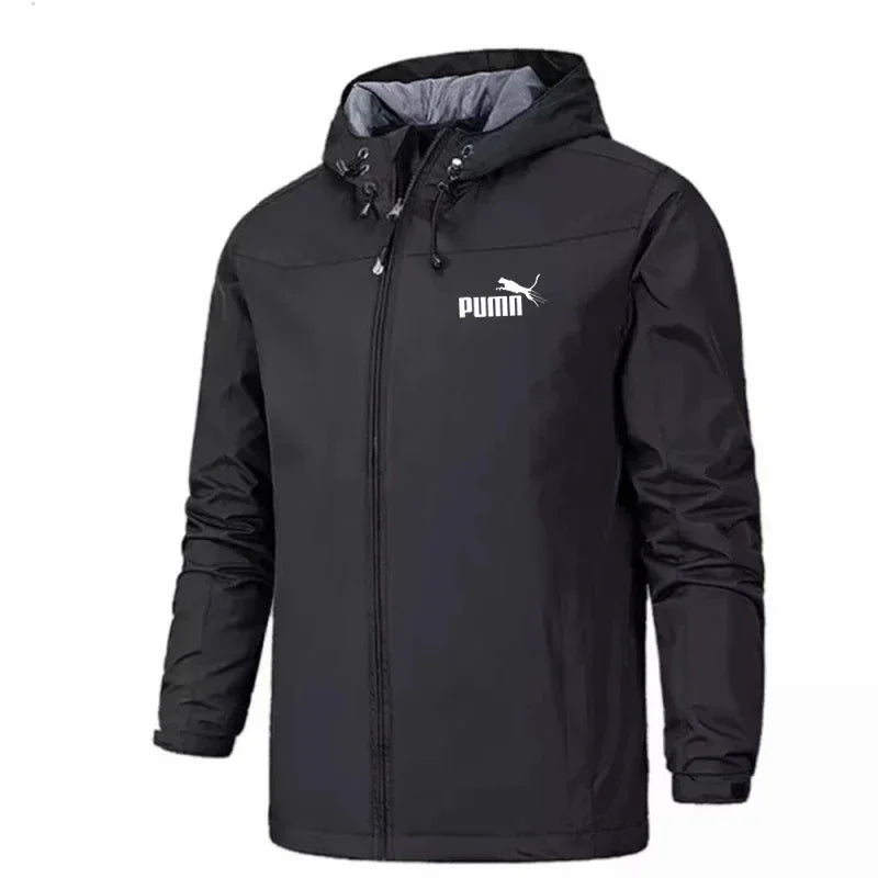 Men's hooded waterproof jacket, camping, outdoor, mountain climbing, windproof, lightweight, long-sleeved outdoor jacket. Suitab