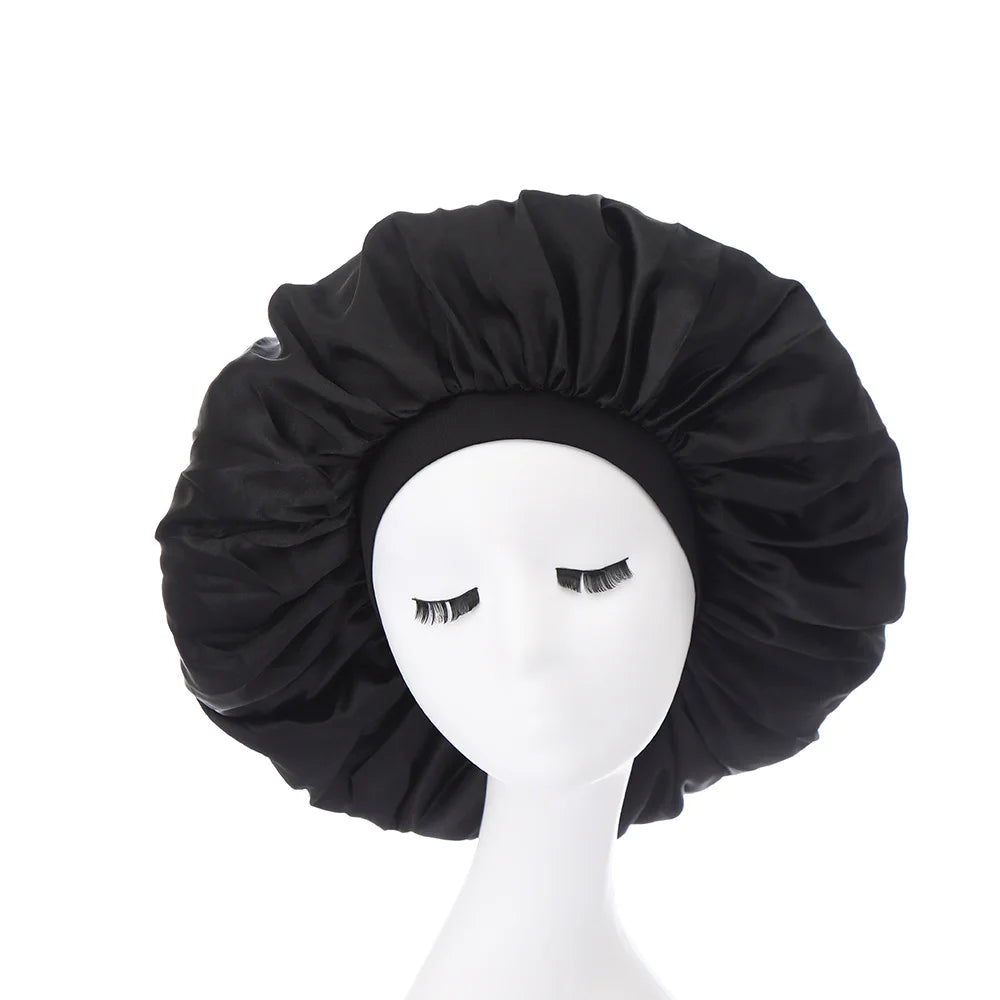 Large Bonnet Women Big Size Satin Bonnet Sleeping Night Women Cap Bonnet Hat Satin Cheveux Nuit Silk Bonnets for Women