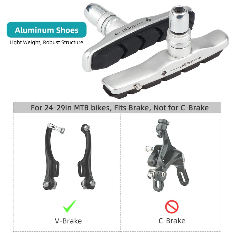 72mm Caliper Brake Pad for MTB Bike Metal Rim Low Wear Bicycle Stopping Blocks for V Shape Clamp Cycle Brake Inserts Replacement
