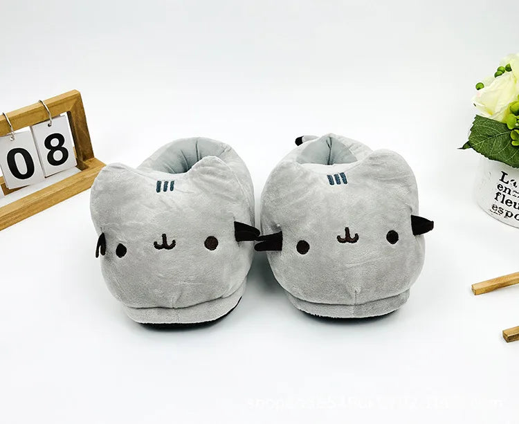 Cute Slippers Cartoon Cat Slippers Indoor Home Warmth Fall & Winter Plush Cotton Shoes Cotton Slippers for Men