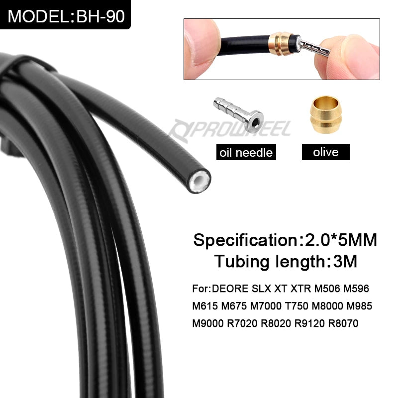 Mountain Bike Hydraulic Brake Line BH59 BH90 Oil Hose Olive Needle 3 Meters for Shimano MT200 M375 M395 Bicycle Disc Brake