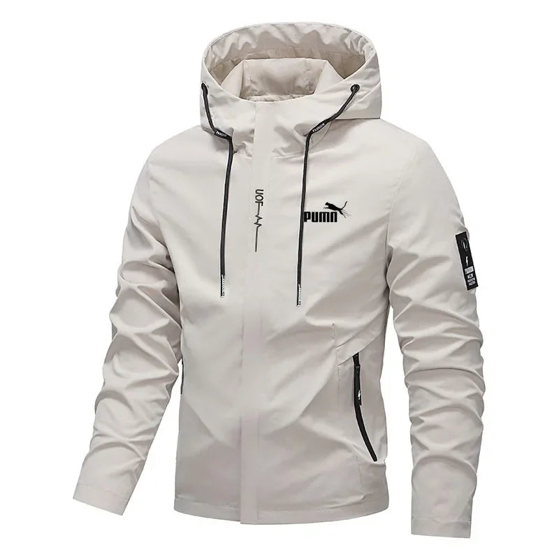 Men's 2026 Outdoor Leisure Waterproof Raincoat Lightweight Cycling Hooded Street Style Hiking Windproof Jacket Coat Outerwear