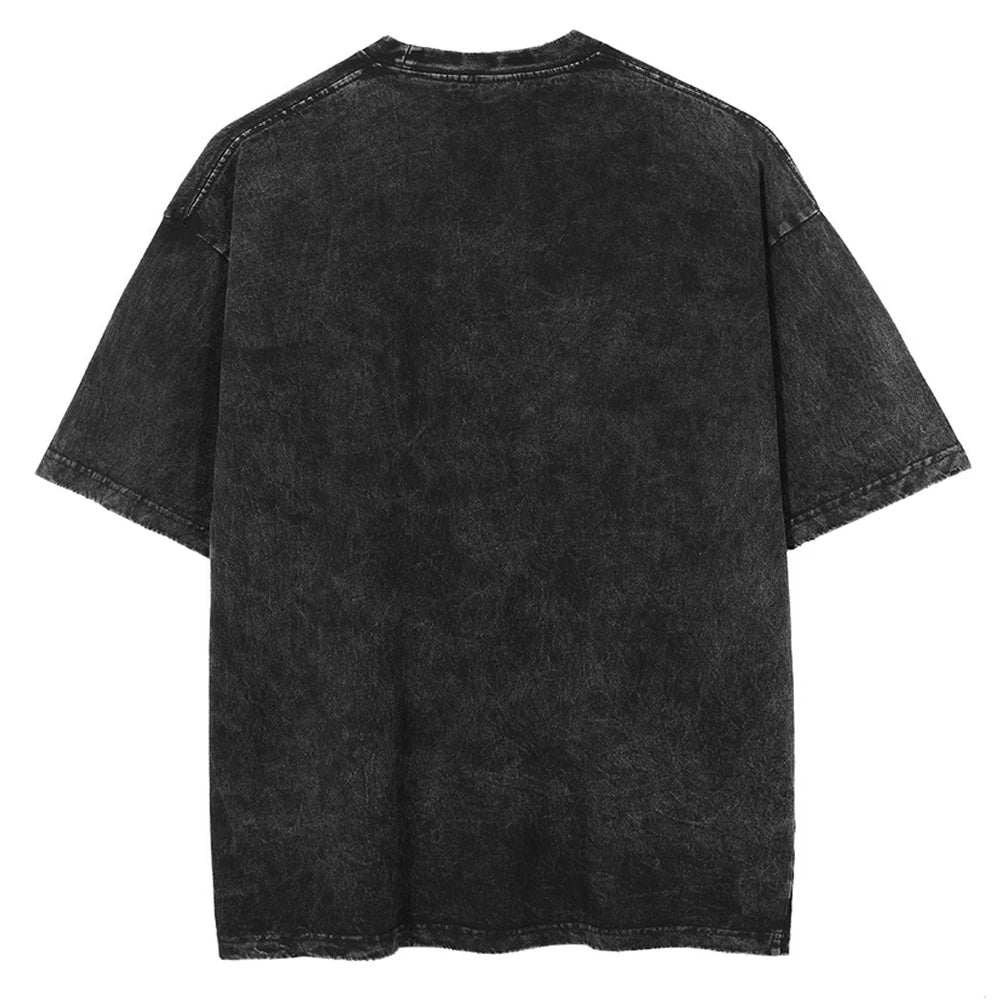 Anime Berserk Guts Printed Washed T-shirt Men Manga Street Tshirts Washed Cotton Harajuku Male Vintage Gothic Tops T Shirt