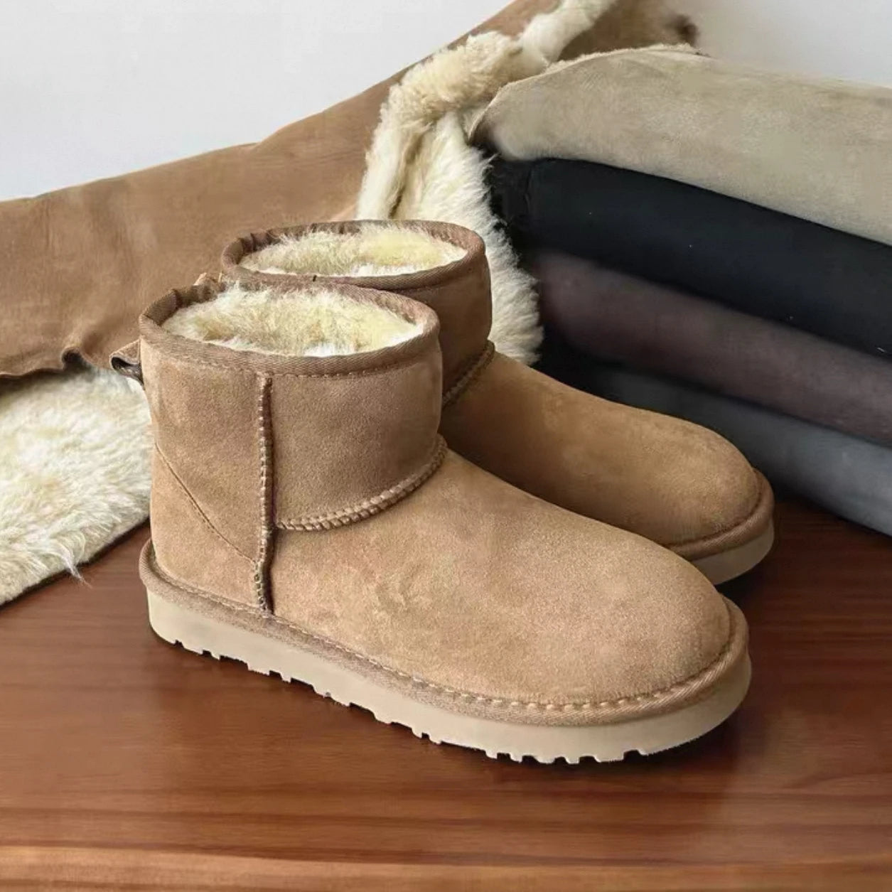2026 New Design Winter Boots Women Super Mini Real Sheepskin Wool Comfort Warm Natural Fur Shoe Man Classic Snow Boot Size 35-44