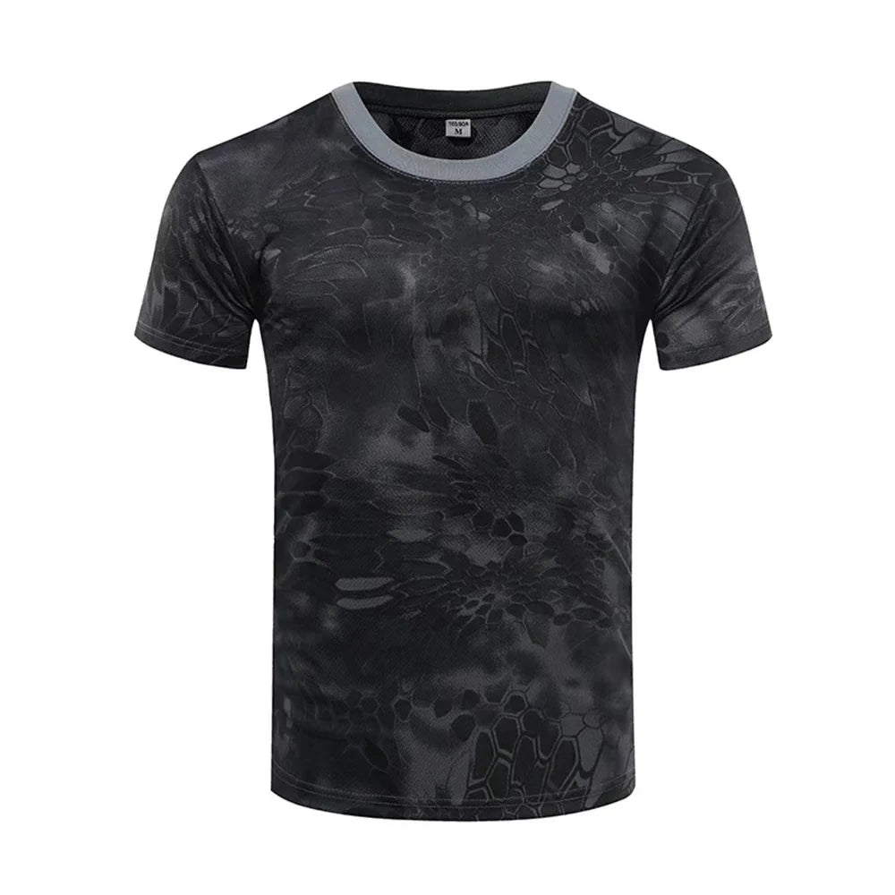 Camouflage 3D T-shirt men's outdoor fashion casual round neck short sleeved summer street outdoor sports T-shirt lightweight bre