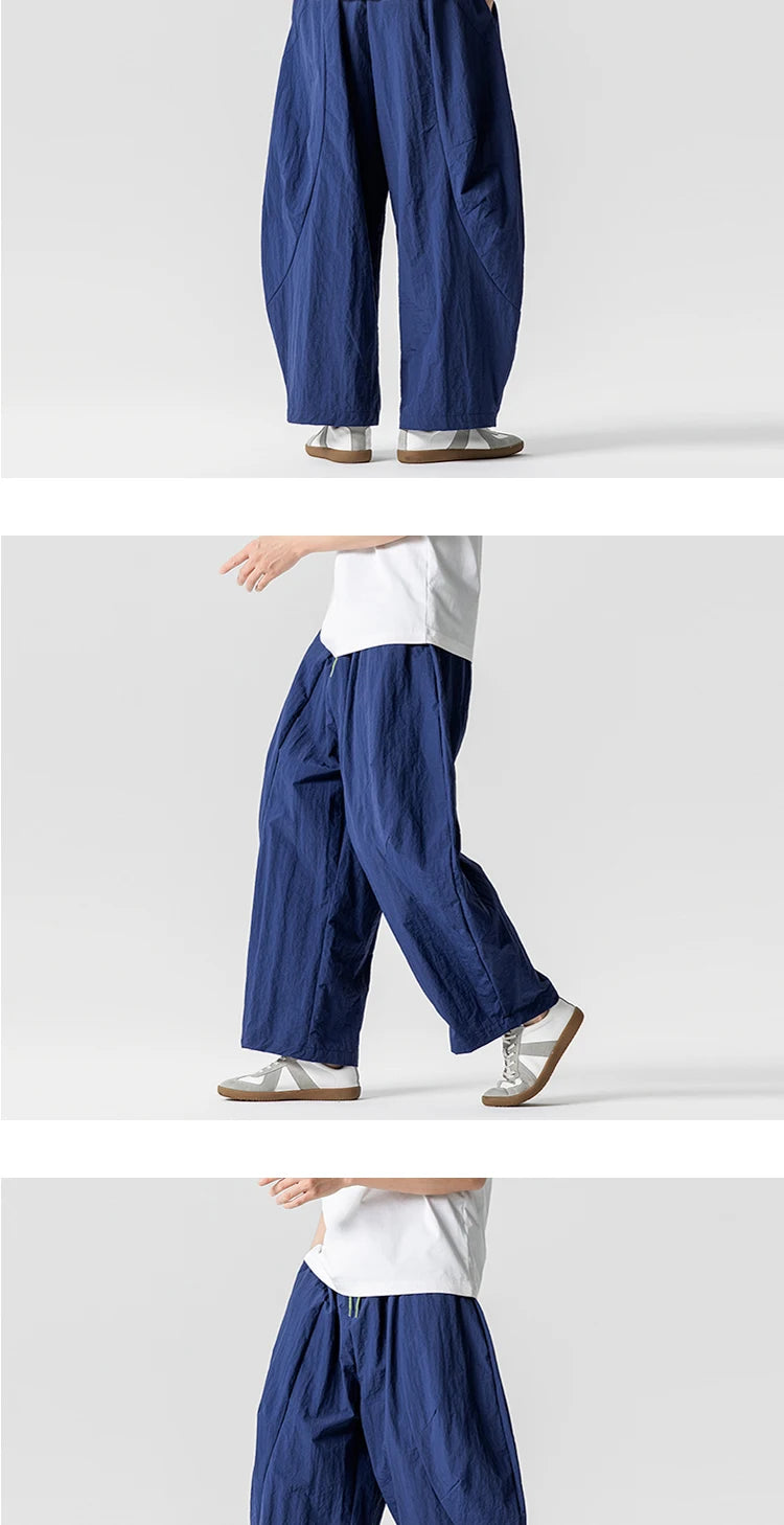 Wide Leg Pants Men and Women summer Light Thin Solid Straight Casual trousers Elastic Waist Harun Pant Loose Oversize Streetwear