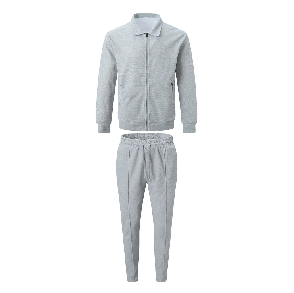 The new 2025 spring and autumn sports men's youth popular solid color jacket jacket trousers two leisure sports suit