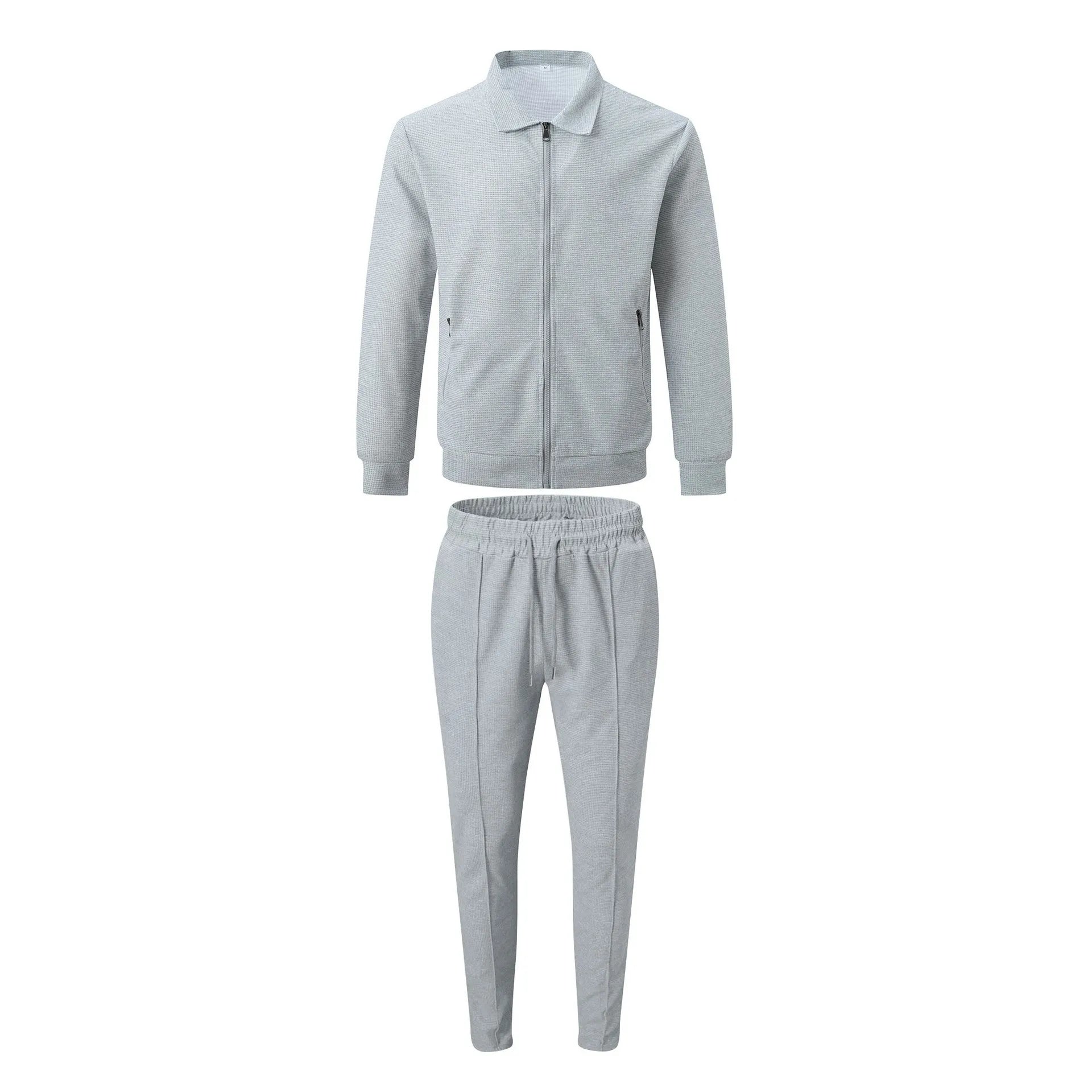 The new 2025 spring and autumn sports men's youth popular solid color jacket jacket trousers two leisure sports suit